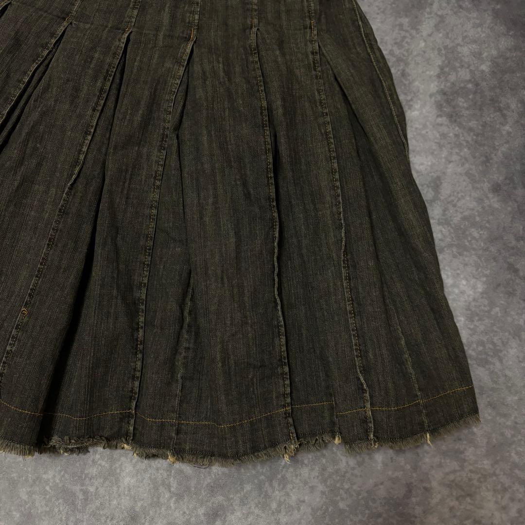 JUNYA WATANABE デニム　巻きスカート　プリーツ　カットオフ