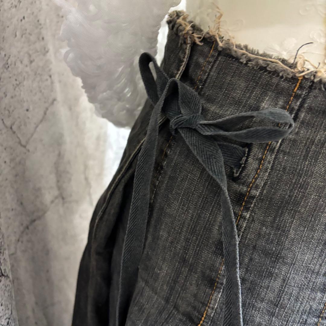 JUNYA WATANABE デニム　巻きスカート　プリーツ　カットオフ