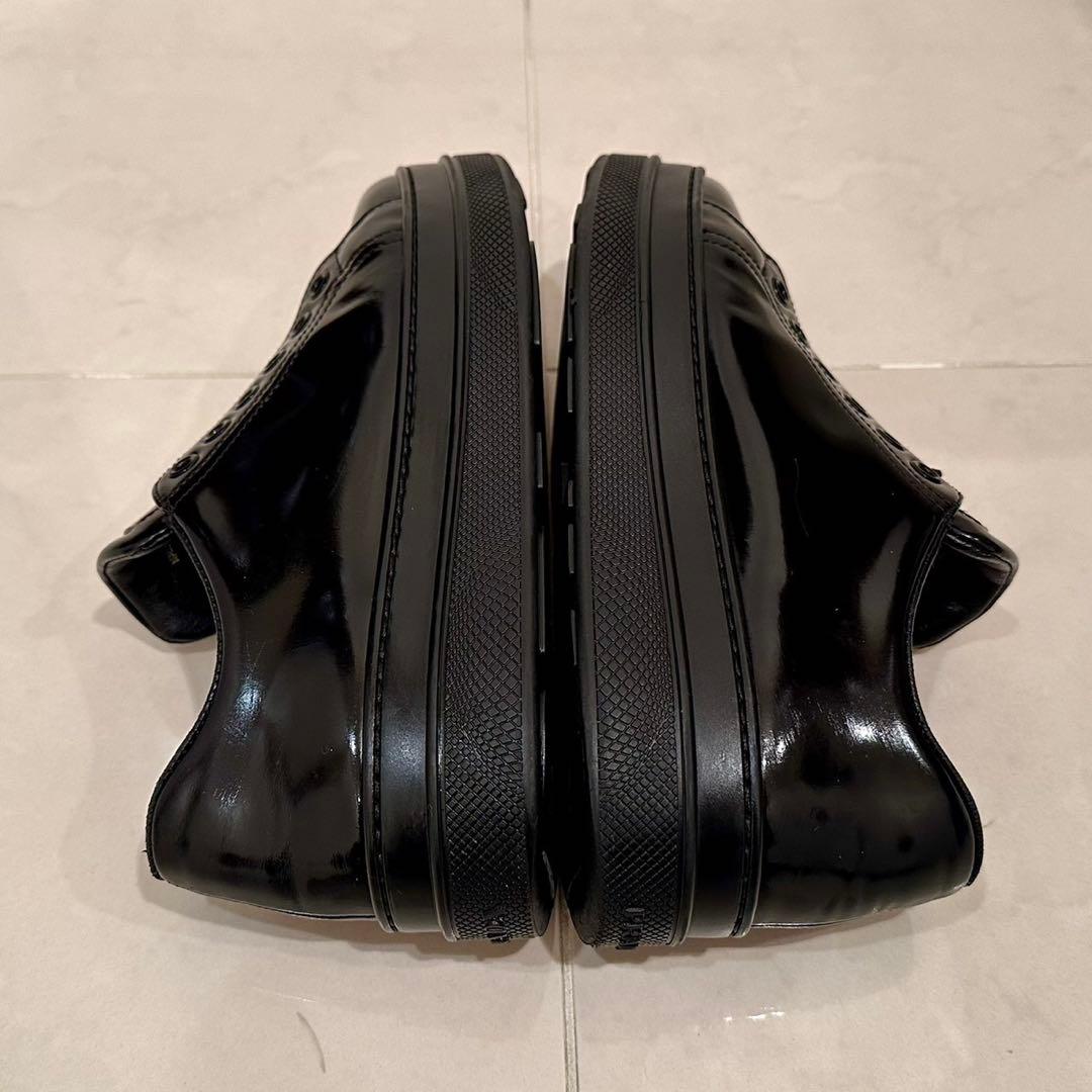 【イタリア製】PRADA｜エナメル 厚底スニーカー ブラック EU34 1/2
