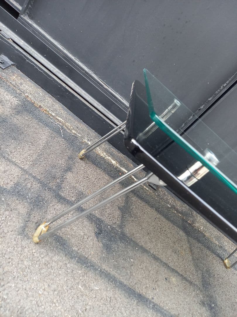 レア　デザイン　1990's　スペースエイジ　ガラス　メタル　ブラック　テーブル