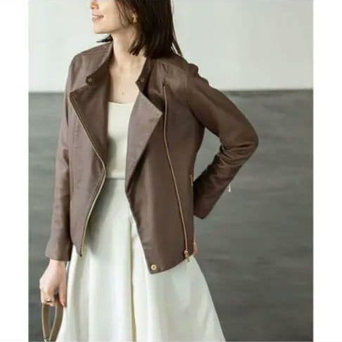 ノーブル　ソフトラムレザー　ライダース　ブルゾン　ブラウン　38