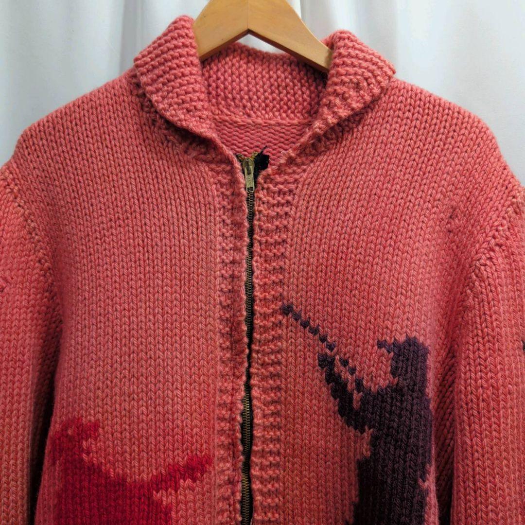 Vintage 野鳥 犬 ハンティング ショールカラー カウチンセーター M相当