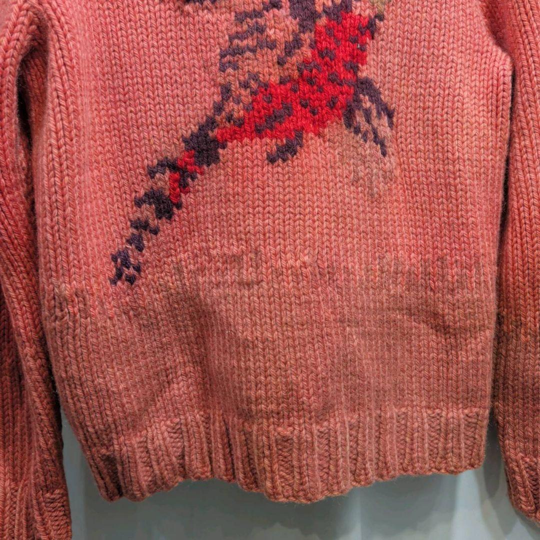 Vintage 野鳥 犬 ハンティング ショールカラー カウチンセーター M相当