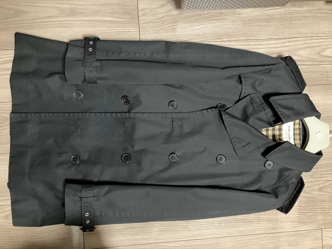 SAINT LAURENT ブラック トレンチコート 46