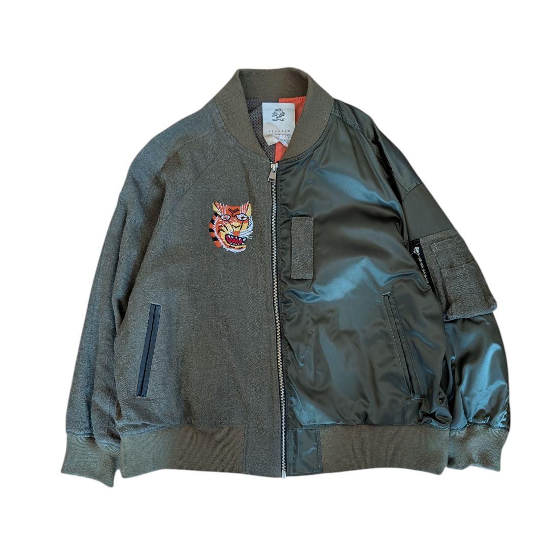 STOF ストフ 異素材 ドッキング MA1 フライトジャケット 二重人格 緑