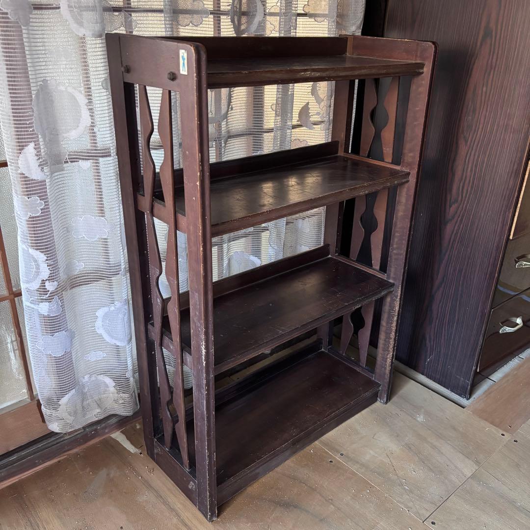 【昭和レトロ】木製オープンシェルフ 実家整理　当時物