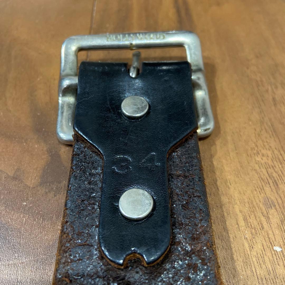 HTC フラワースタッズ クリアストーン ブラックレザーベルト 34inch