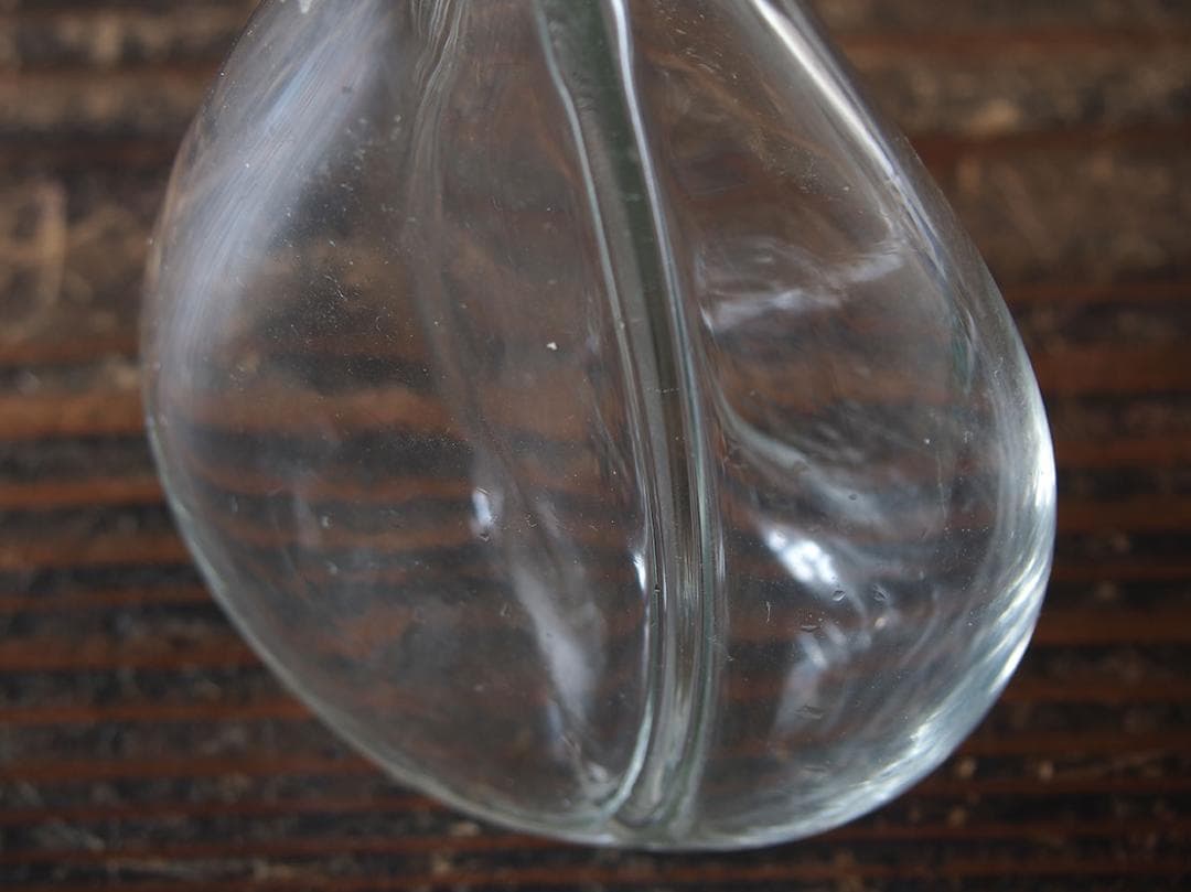 吹きガラスの２輪挿し ゆらゆらガラス ガラスボトル 古道具 硝子/K413