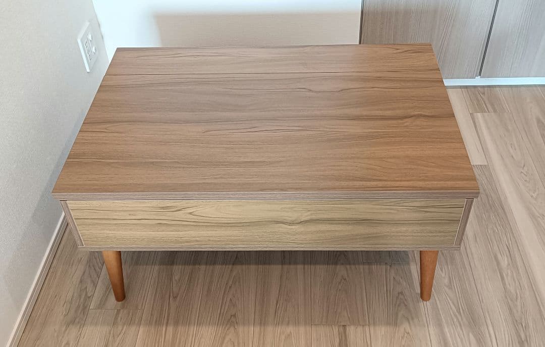 【美品・送料込】木目調リフトアップセンターテーブル　幅90㌢