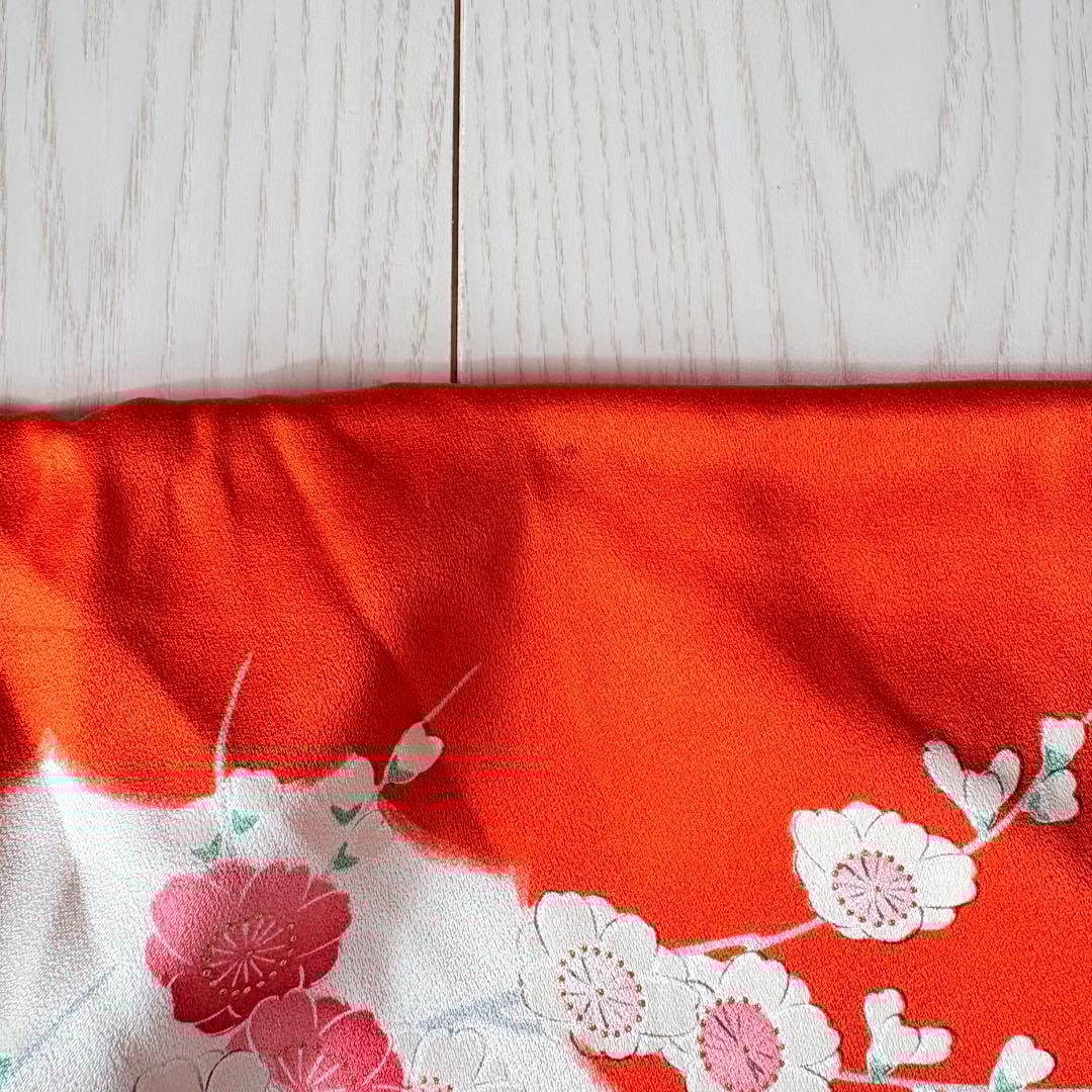 七五三 子供着物　３歳　鳥　オレンジ