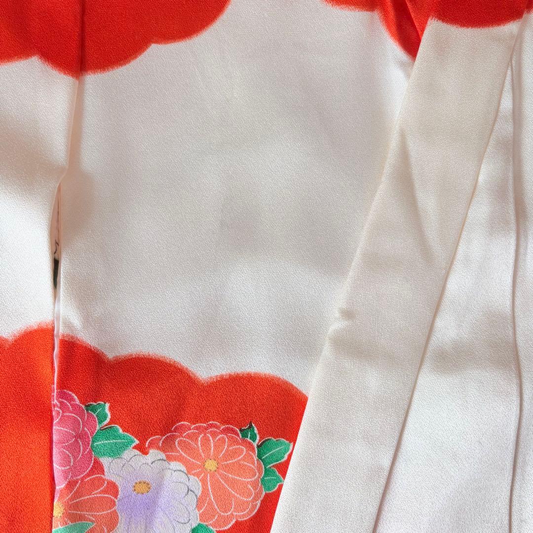 七五三 子供着物　３歳　鳥　オレンジ