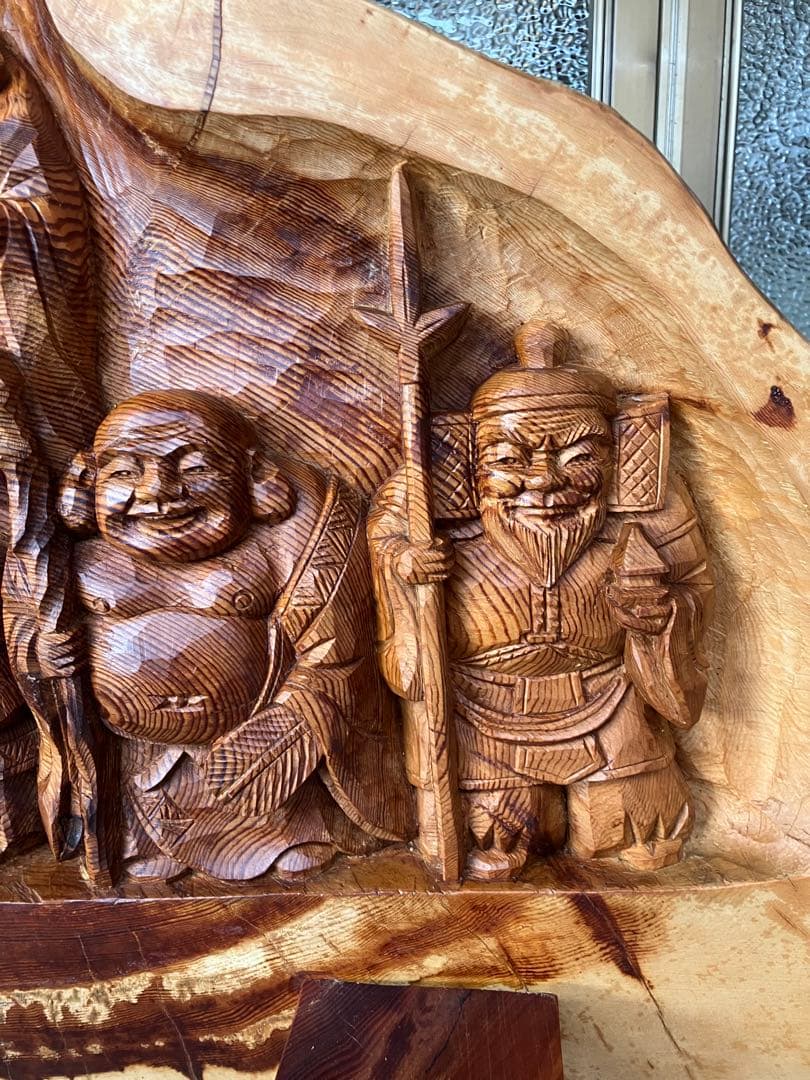 【虎丸様】樹齢470年大師松 木彫り 七福神 彫刻 琴平 岳峰 作
