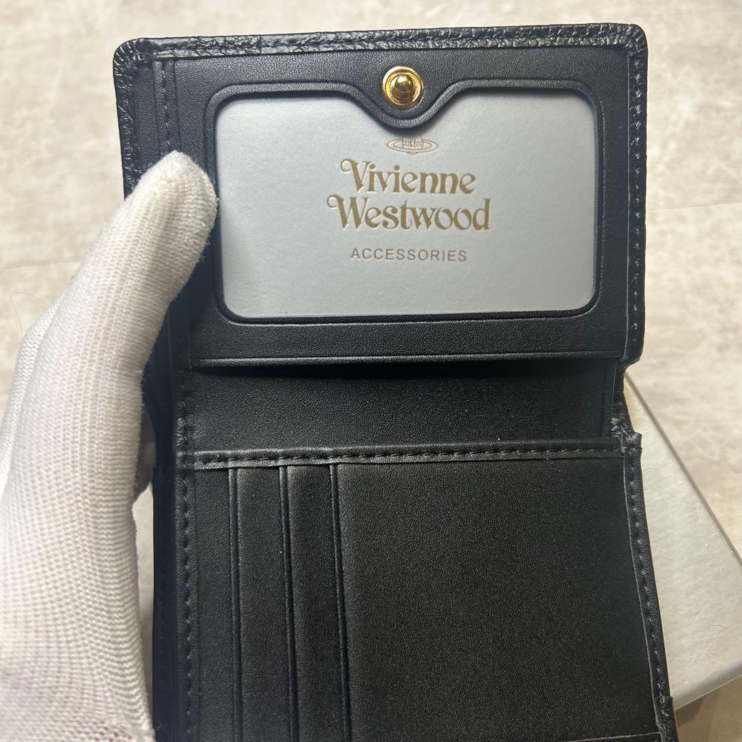 新品未使用☆大人気 ヴィヴィアンウエストウッド ブラック がま口 三つ折り財布