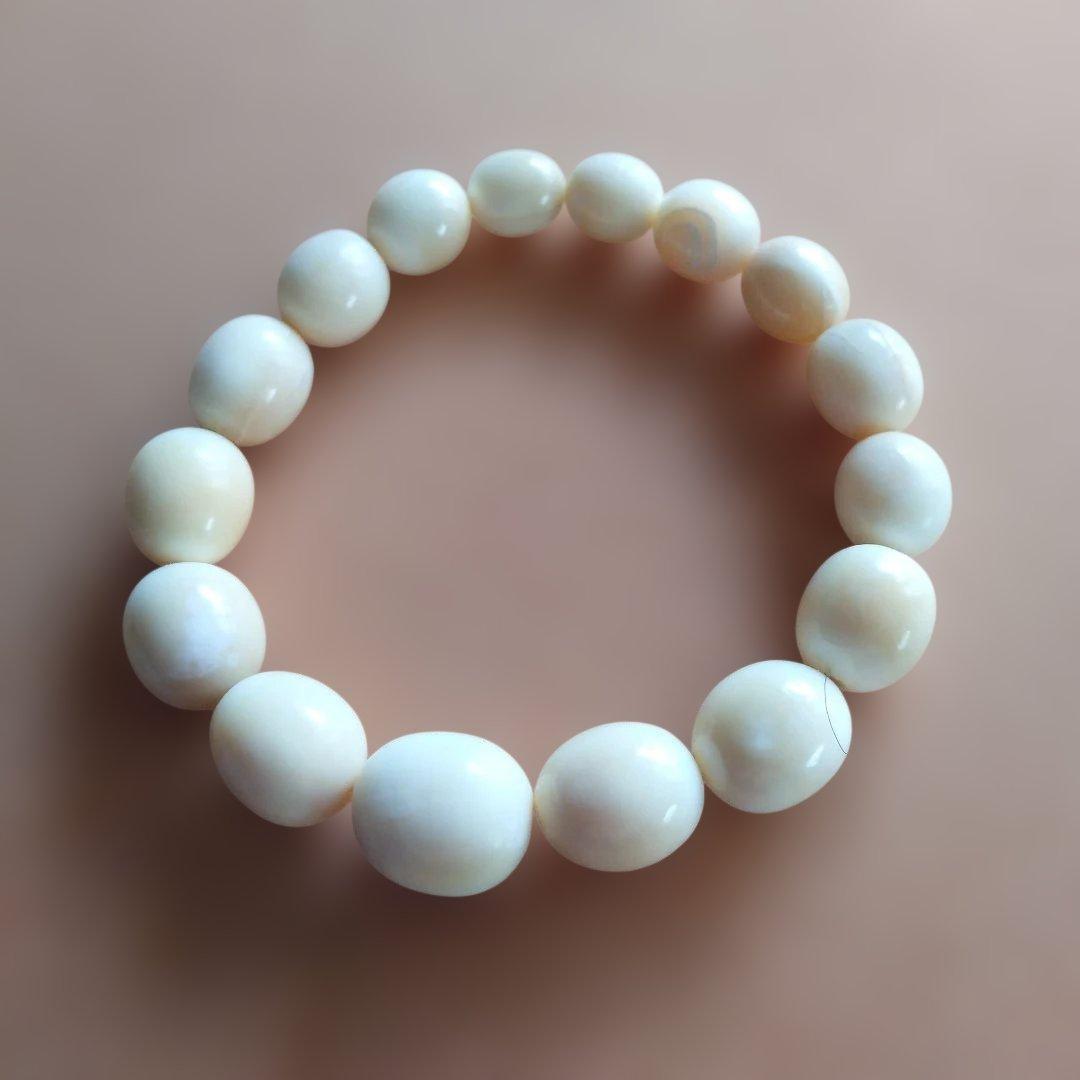 鯨歯　マッコウ鯨　牙玉ブレスレット　18㎝