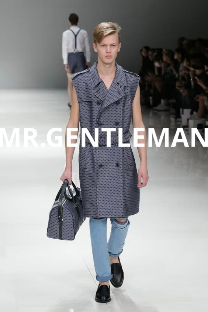 美品 MR.GENTLEMAN ノースリーブトレンチコート シルク混 Lサイズ