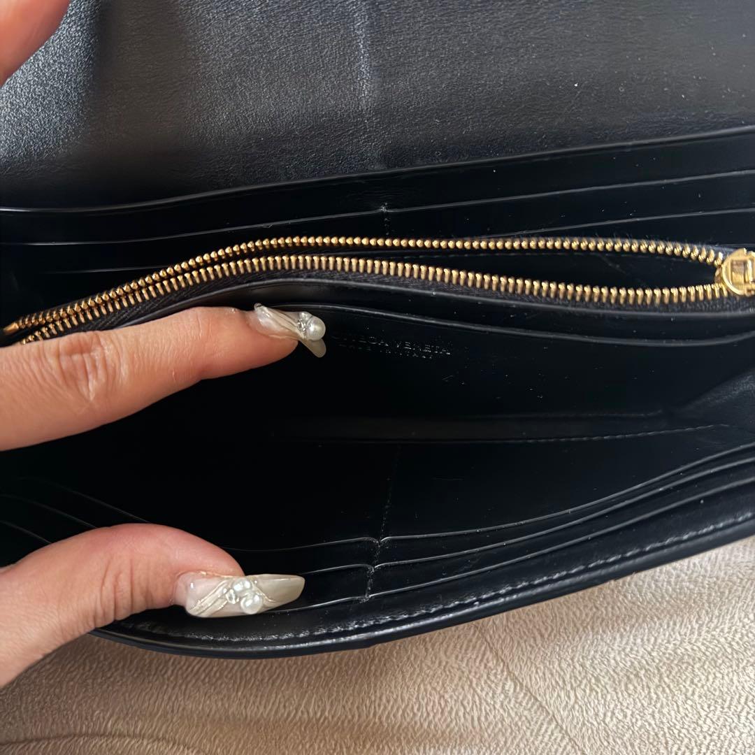 ボッテガ カセット ラージ フラップウォレット 財布 黒 レザー 長財布