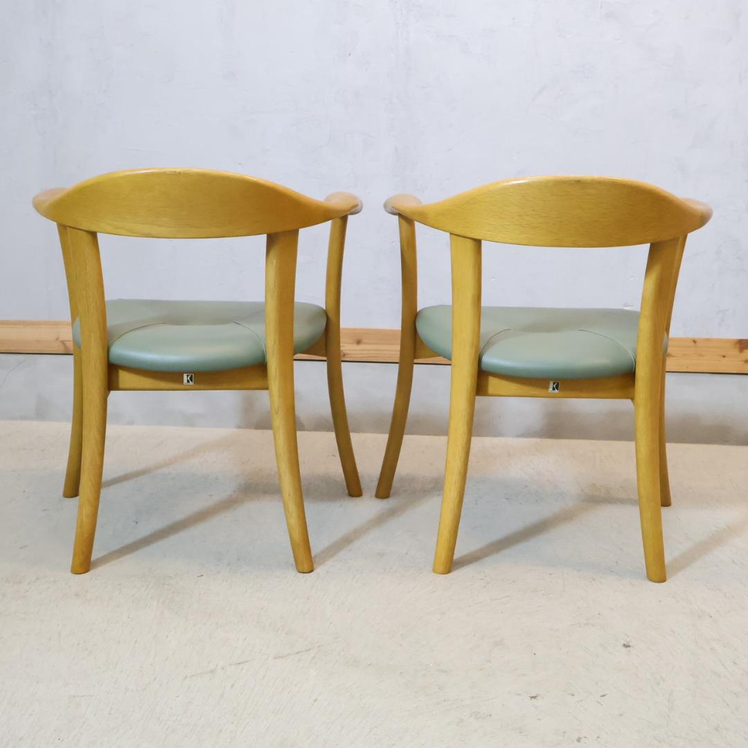 HIDA 飛騨産業 オーク材 ダイニングチェア 2脚セット アームチェア 和