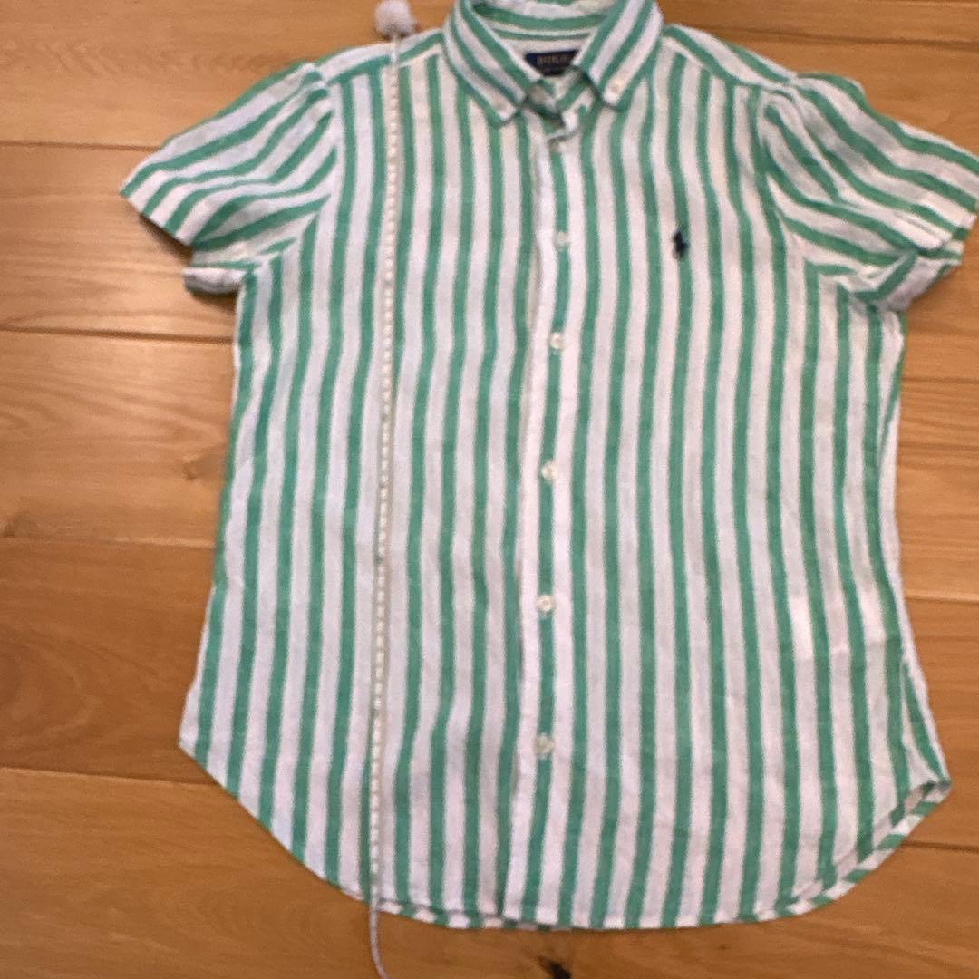 ラルフローレン リネン100% 半袖ブラウス パフスリーブ