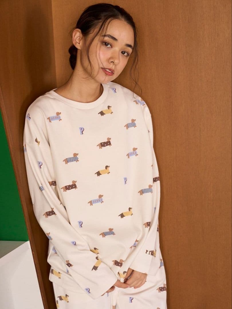 ジェラートピケ ダックスフンド カットソー ロングパンツセット