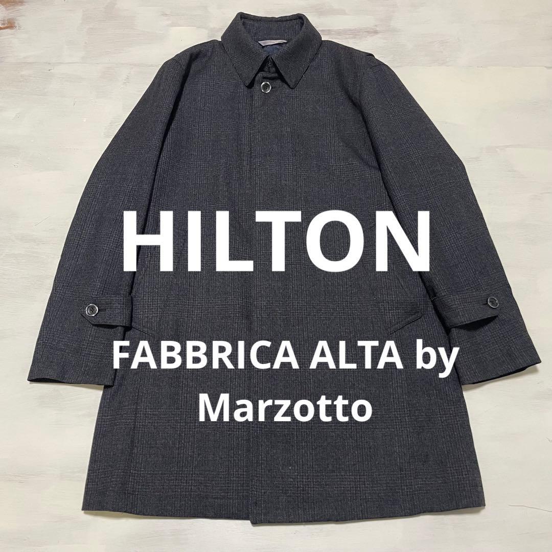 高級ウール　HILTON 比翼　ステンカラーコート L ブラック系