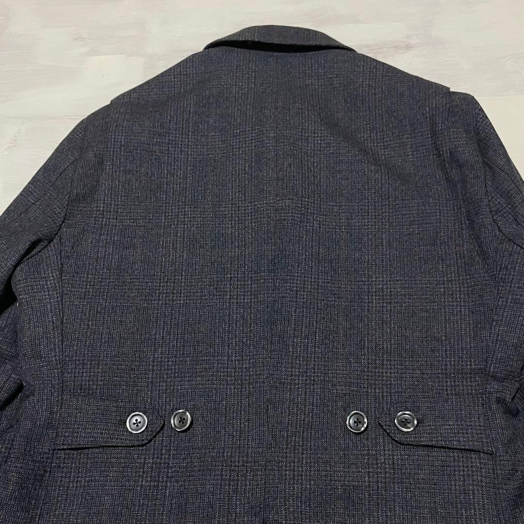 高級ウール　HILTON 比翼　ステンカラーコート L ブラック系