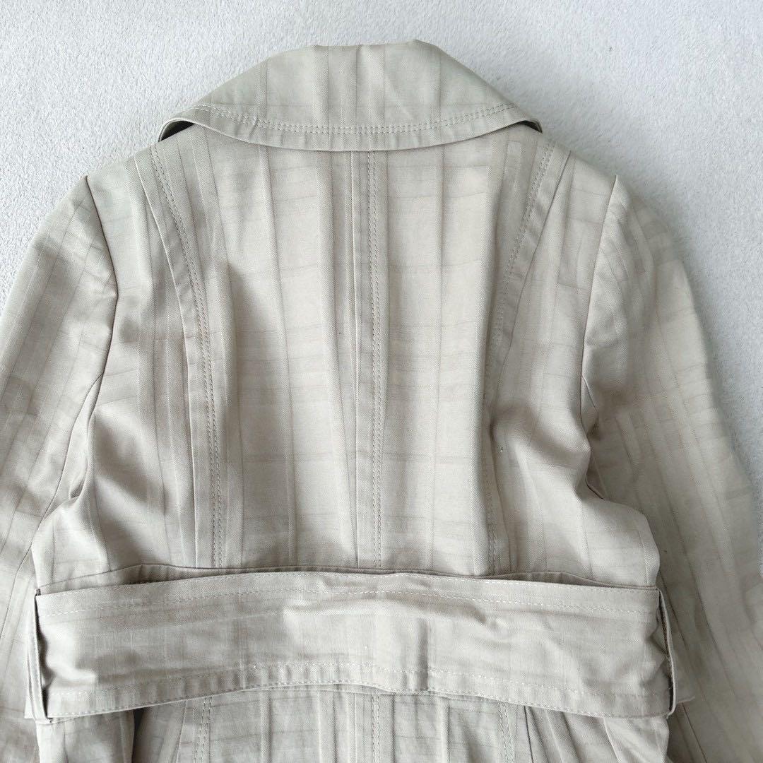 バーバリーブルーレーベル　トレンチコート　シャドーチェック　ベージュ　ベルト　S