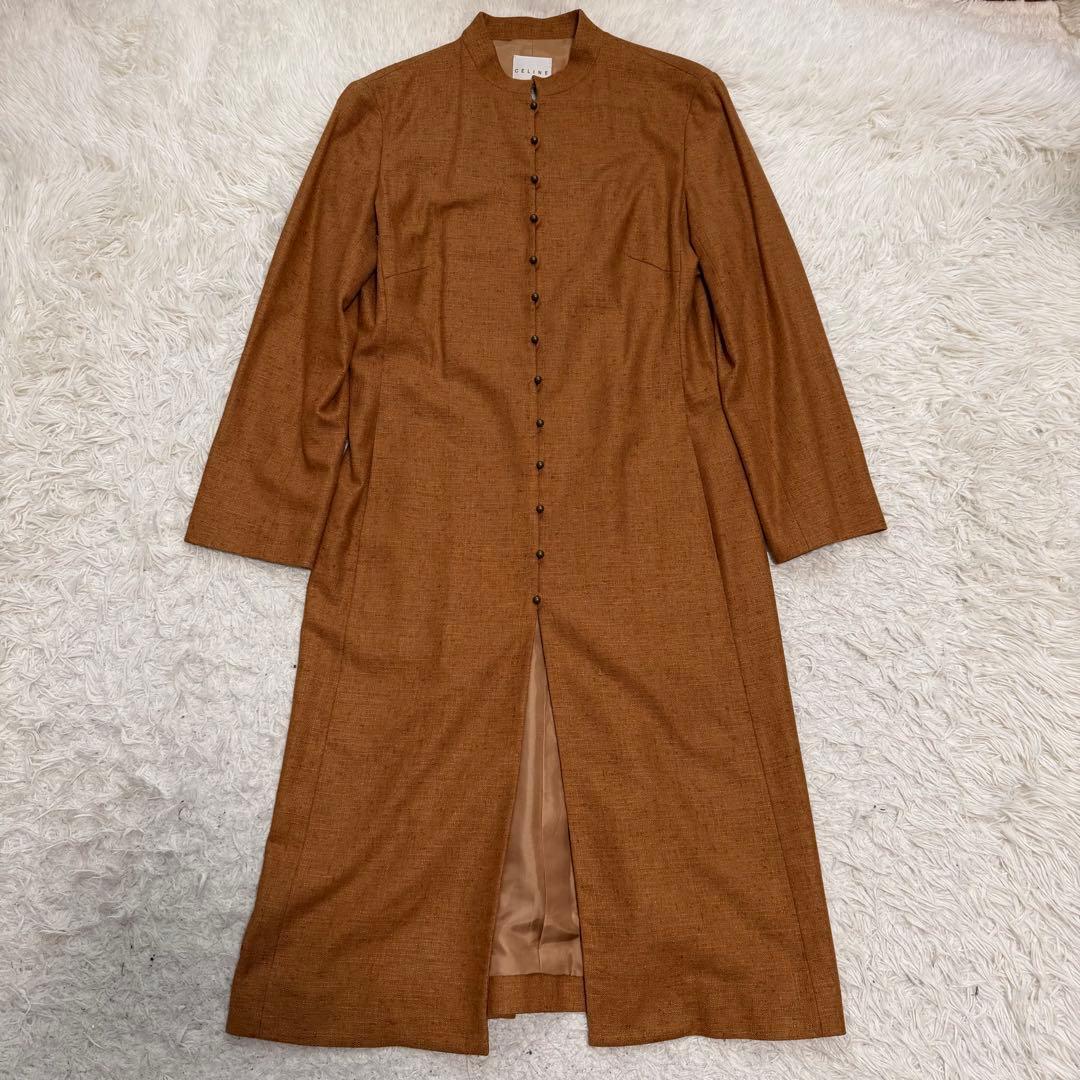 希少極美品XLサイズ相当　セリーヌ　シルク　カシミヤ　ロングコート　2way