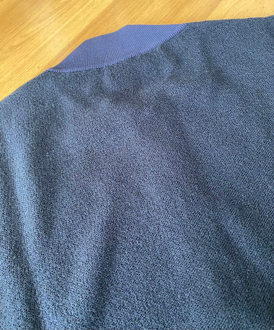 エンポリオアルマーニ　パターン編み　ジップアップ　カーディガン ネイビー