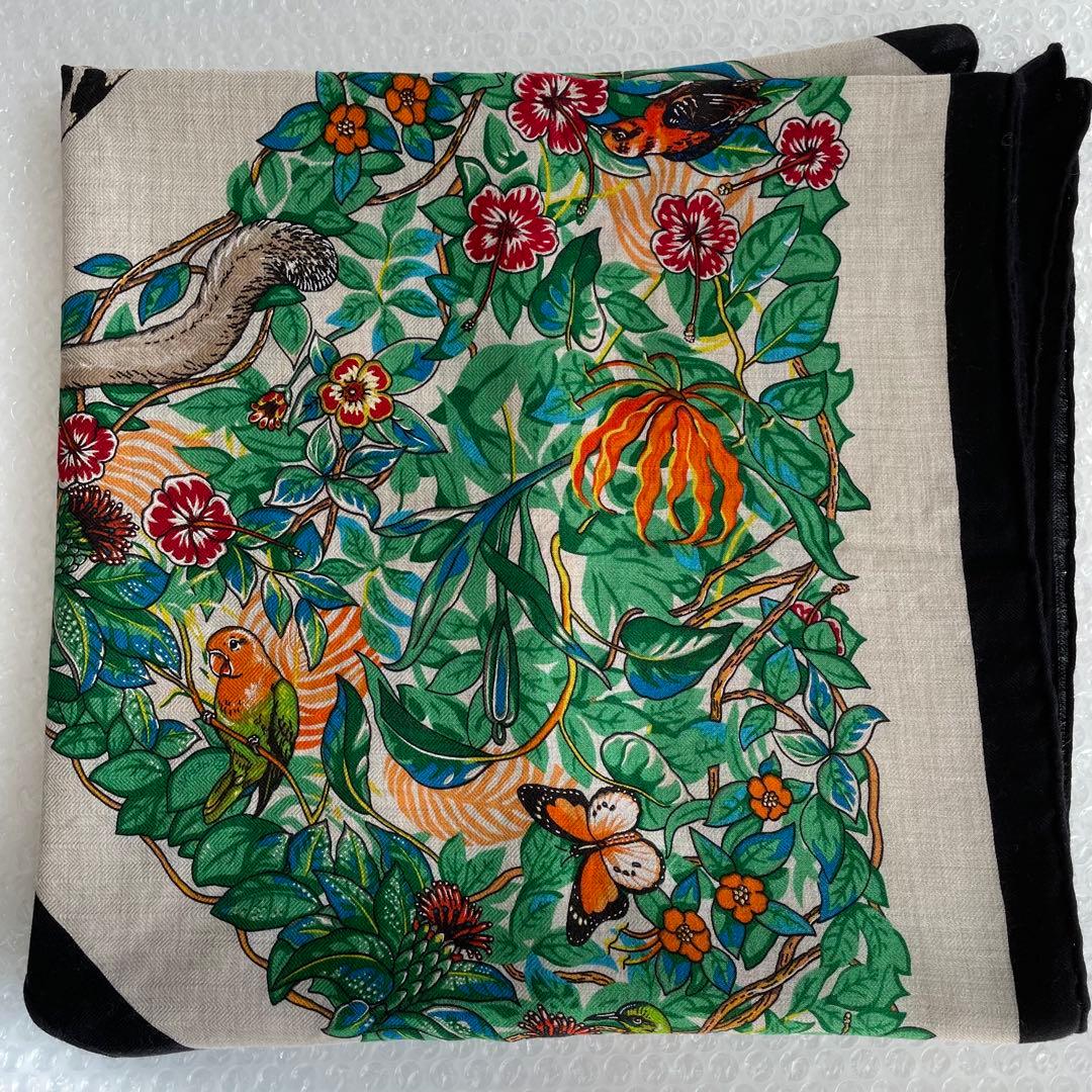 エルメス　ジャングル　ラブ　トライアングルジェアン　カシミヤシルク　スカーフ