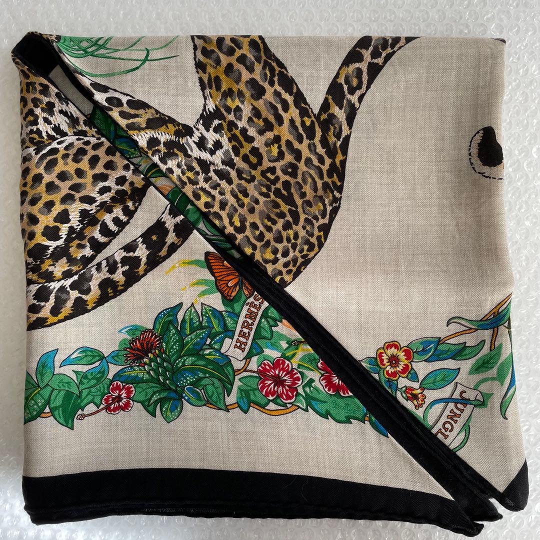 エルメス　ジャングル　ラブ　トライアングルジェアン　カシミヤシルク　スカーフ