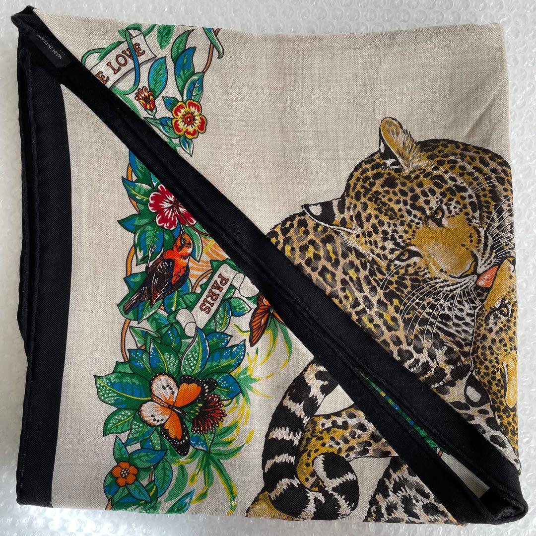 エルメス　ジャングル　ラブ　トライアングルジェアン　カシミヤシルク　スカーフ