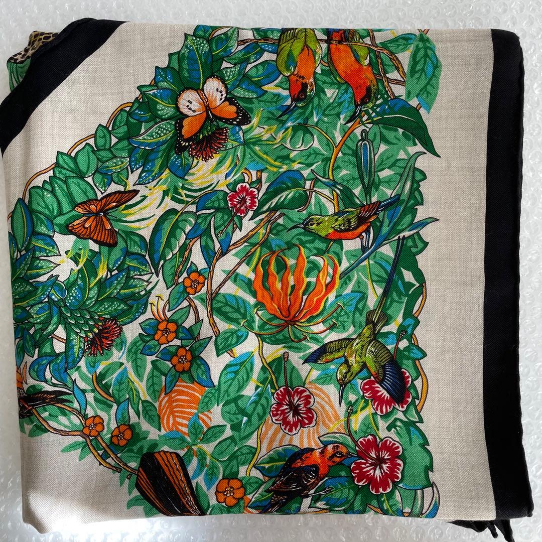 エルメス　ジャングル　ラブ　トライアングルジェアン　カシミヤシルク　スカーフ