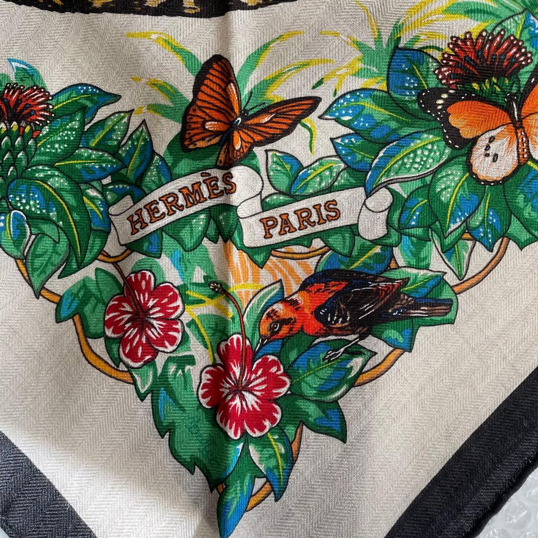 エルメス　ジャングル　ラブ　トライアングルジェアン　カシミヤシルク　スカーフ