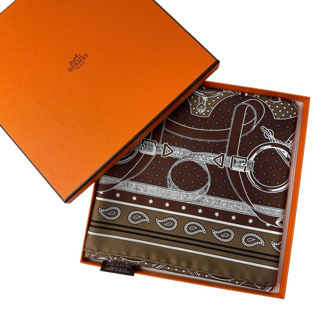 未使用 エルメスHERMESカレ55 スカーフ シルクバンダナエプロン ドール.