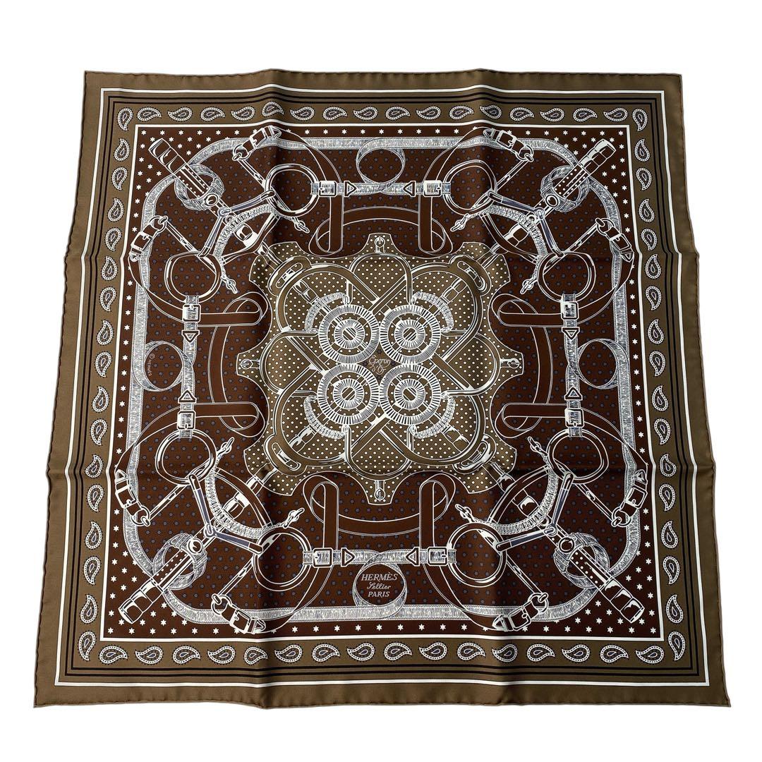 未使用 エルメスHERMESカレ55 スカーフ シルクバンダナエプロン ドール.