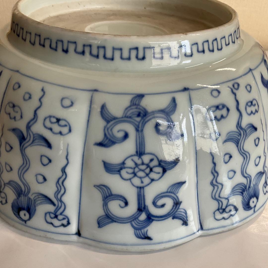 古伊万里　染付花鳥文深鉢　江戸時代中期から後期頃　優品