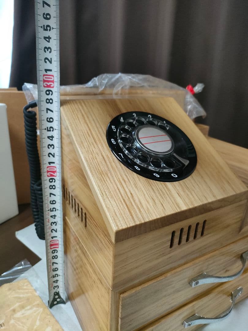 木製ウッドウォン　ヴィンテージ電話　レトロ家具　未使用品　時代物