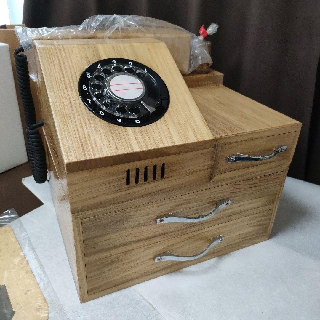 木製ウッドウォン　ヴィンテージ電話　レトロ家具　未使用品　時代物