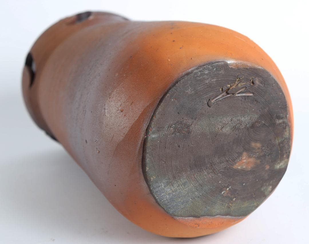 人間国宝『藤原雄』作 備前 月透し文 花器 花生 共箱