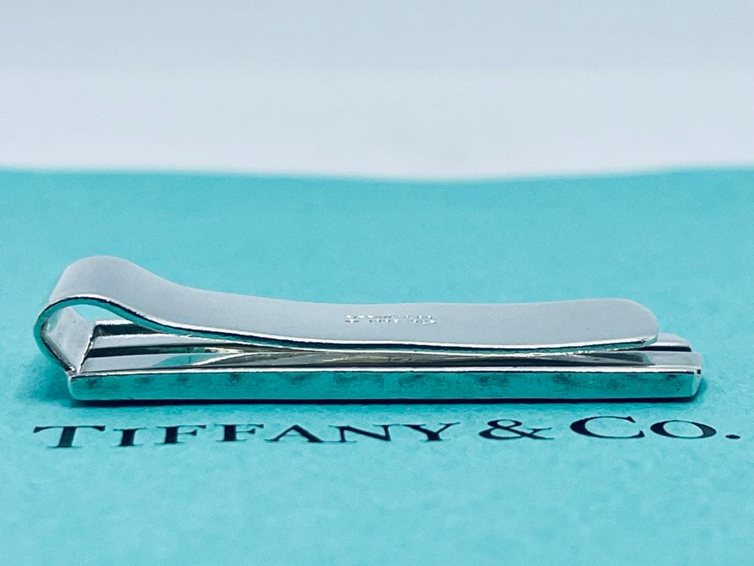 h513希少　オールドティファニー　1995 ストライプ　マネークリップ　925