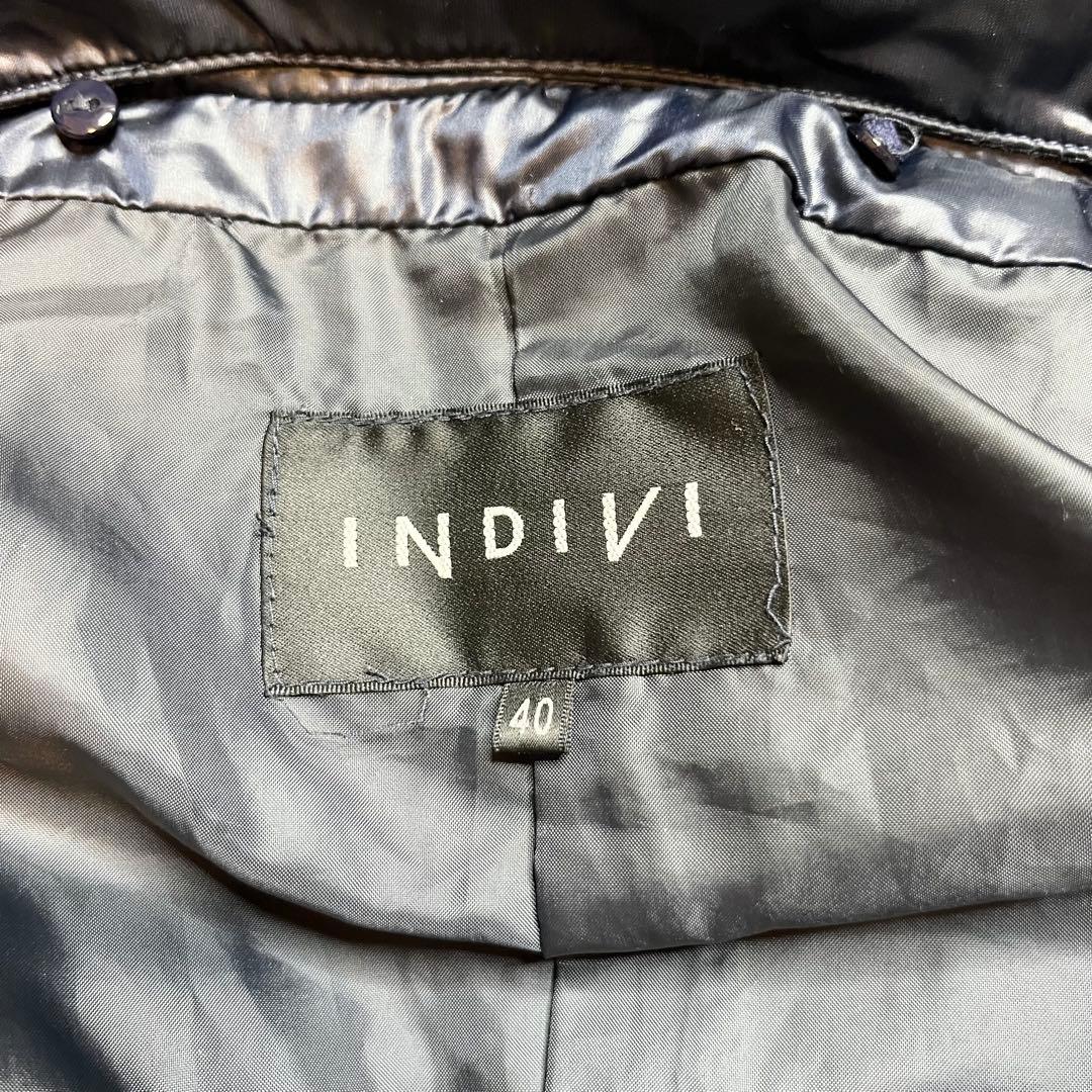 40 ブルーフォックス ファー ダウンコート Aライン フレア インディヴィ 紺