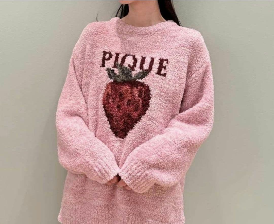 ジェラートピケ メランジストロベリージャガードプルオーバー【PNK】