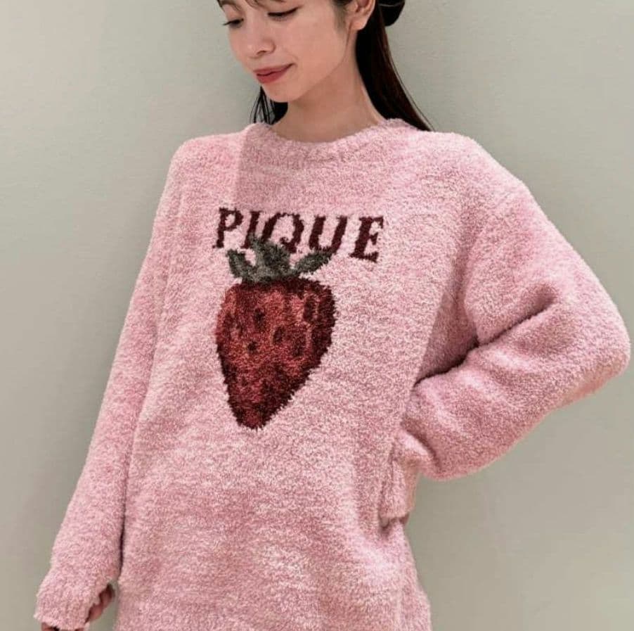 ジェラートピケ メランジストロベリージャガードプルオーバー【PNK】