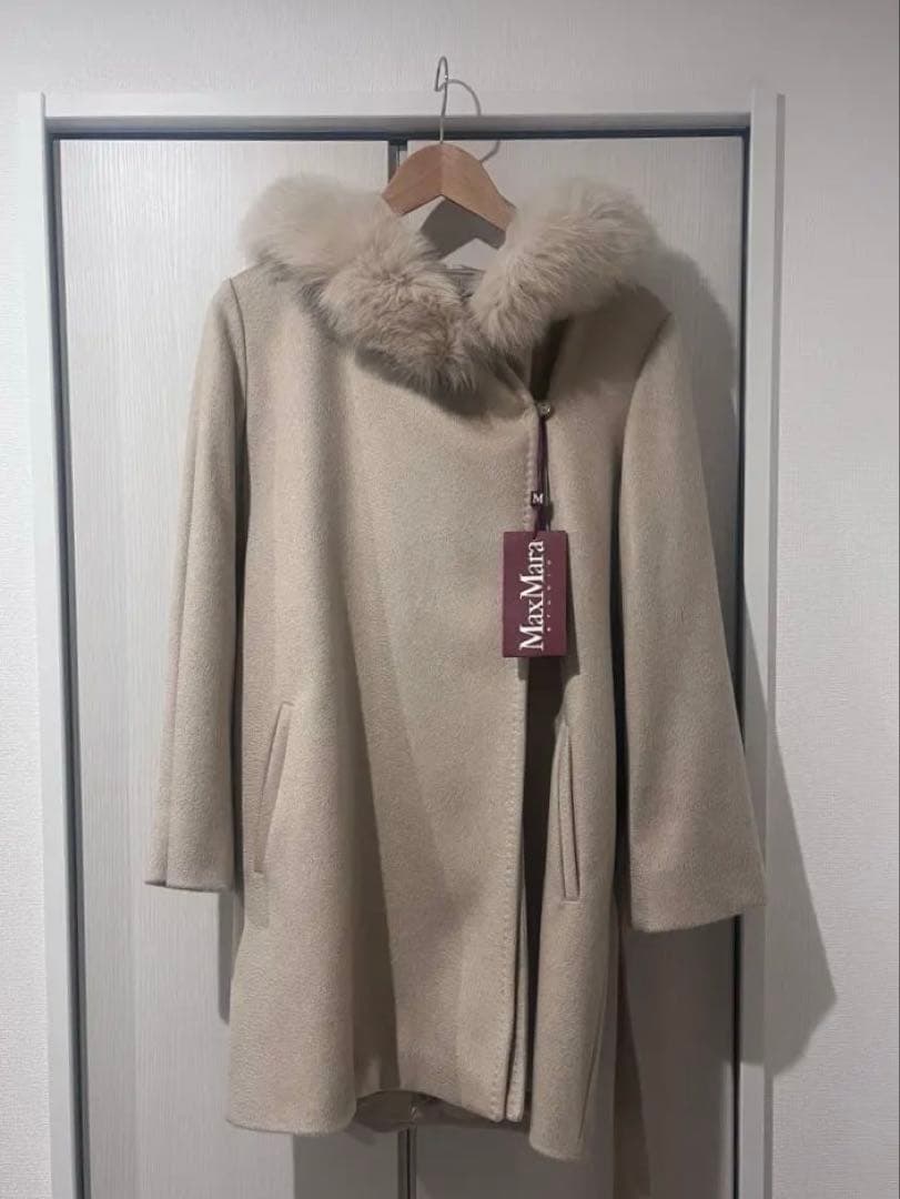 Max Mara フード付きロングコート ベージュ　タグ付き