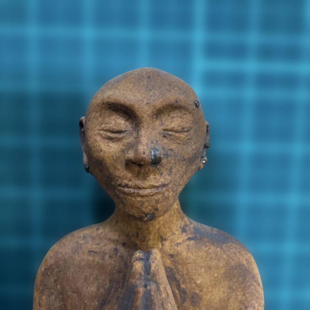 陶芸像 祈りのポーズ 2体セット