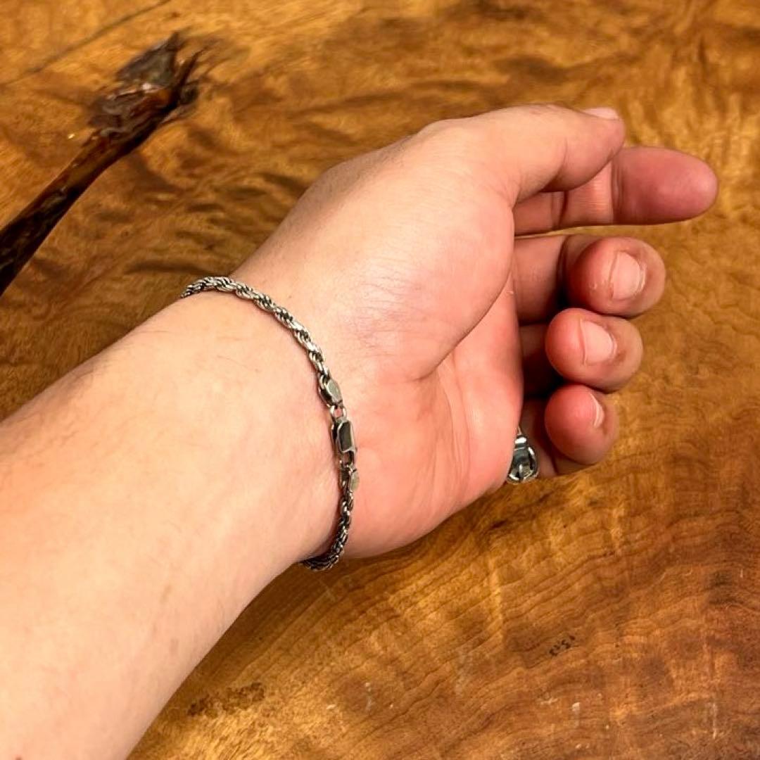 イタリア ヴィンテージ シルバー ツイスト チェーン ブレスレット 925