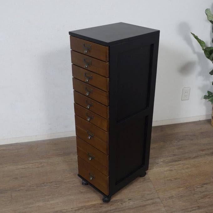 【新品】北欧風 スリムチェスト 9段 ファイル収納　キャスター付き