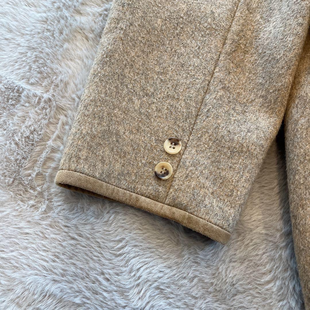 PAPAS♡メンズ ウールステンカラーコード 本革パイピング 52 LL