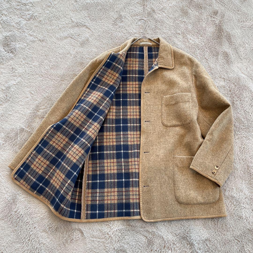 PAPAS♡メンズ ウールステンカラーコード 本革パイピング 52 LL