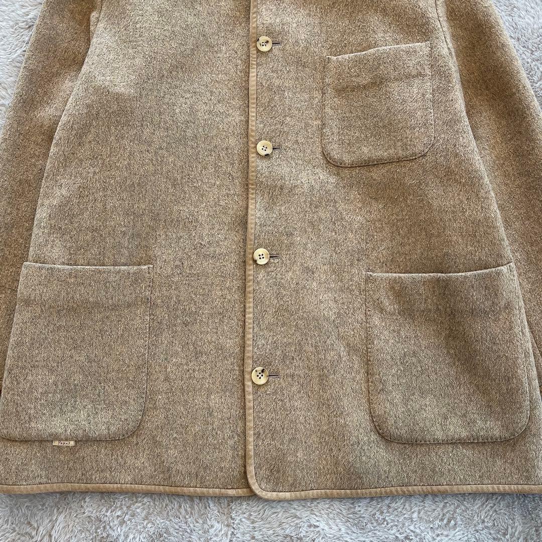 PAPAS♡メンズ ウールステンカラーコード 本革パイピング 52 LL